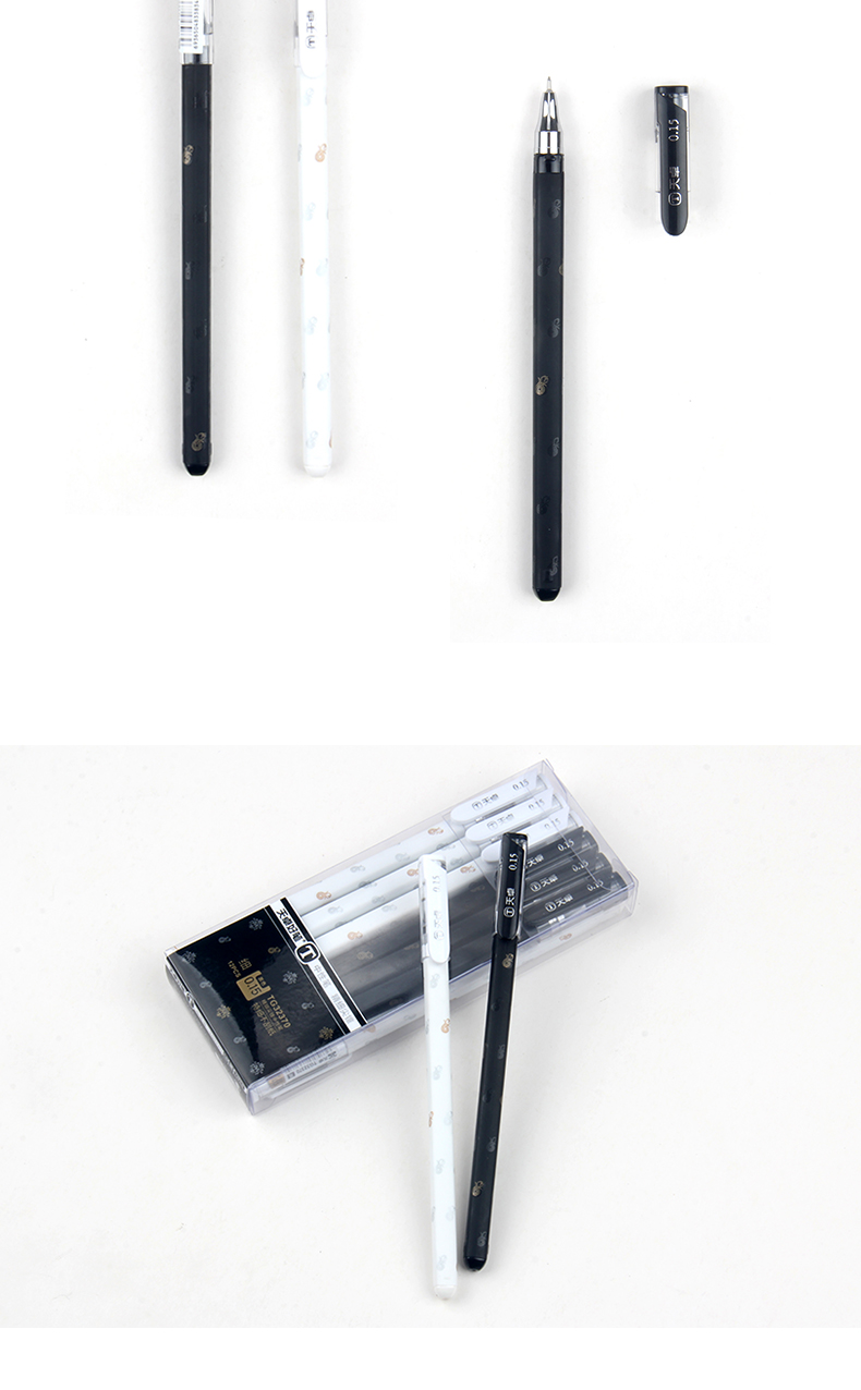 TG32370天卓 中性笔，小清新素纹图案，四角笔杆。(图5)